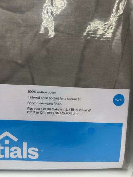 (2) Room Essentials Padded Ironing Board Cover 100% Cotton Grey, Wide