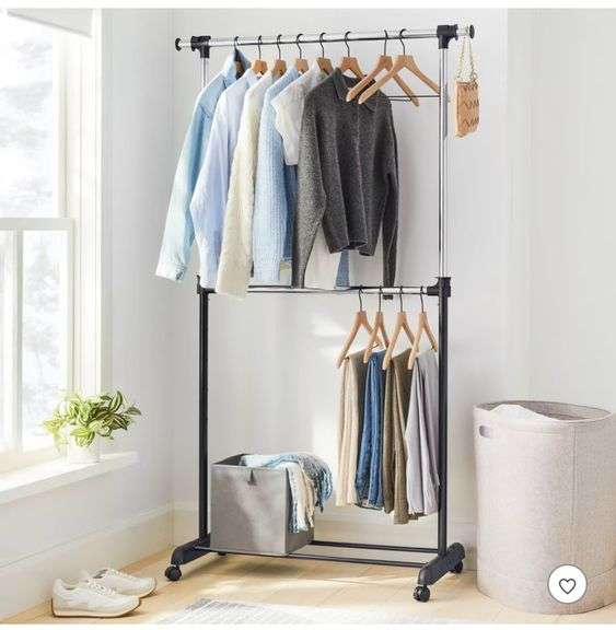 Adjustable Double Rod Garment Rack - Brightroom™