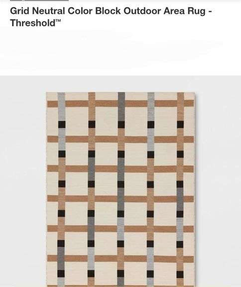 Grid Neutral Color Block Outdoor Area Rug - Threshold 5'x7'