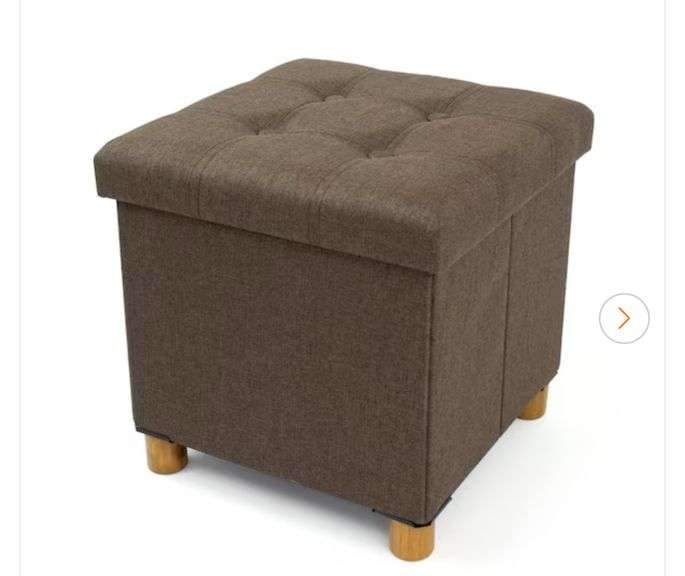 Humble Crew Brown Collapsible Cube Storage Ainsley Ottoman Foot Stool with Tray