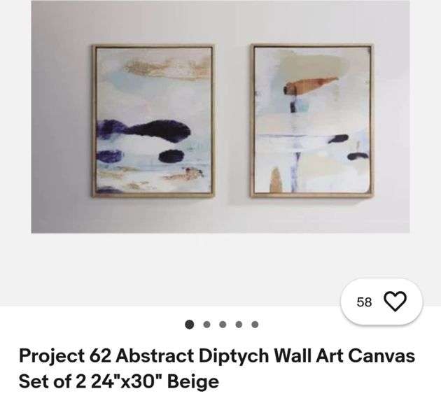 Project 62 Abstract Diptych Wall Art Canvas Set of 2 24"x30" Beige