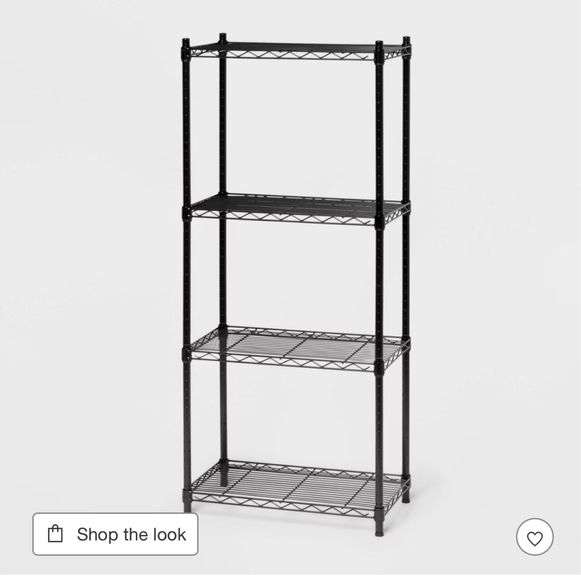 4 Tier Wire Shelving Black - Brightroom™: Steel Utility Storage, Adjustable Feet & Shelves, 350 lb Capacity, 54" Height