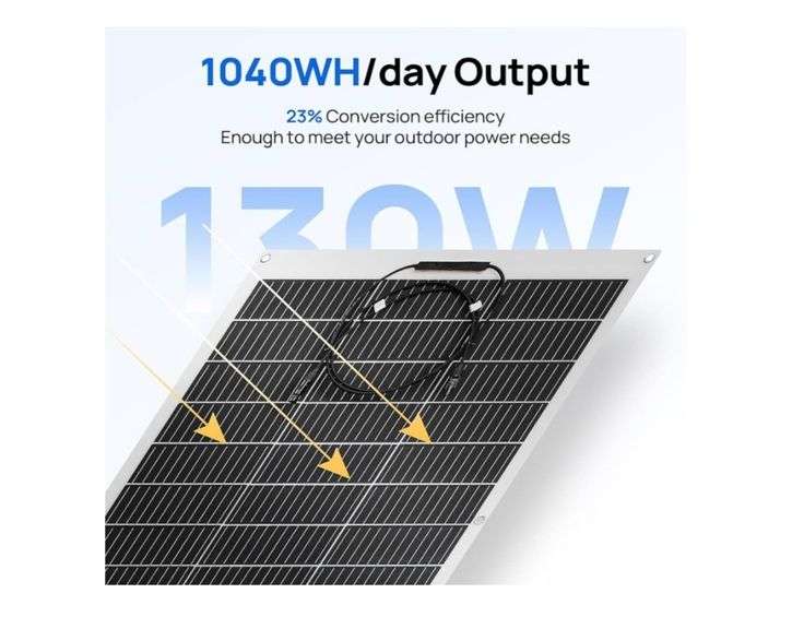 ECO-WORTHY Waterproof Monocrystalline Lightweight Solar Panel 2pcs 130 Watt (260W) Flexible Solar Panels for RV,Curved Surfaces,Roofs,Cabin,Boats