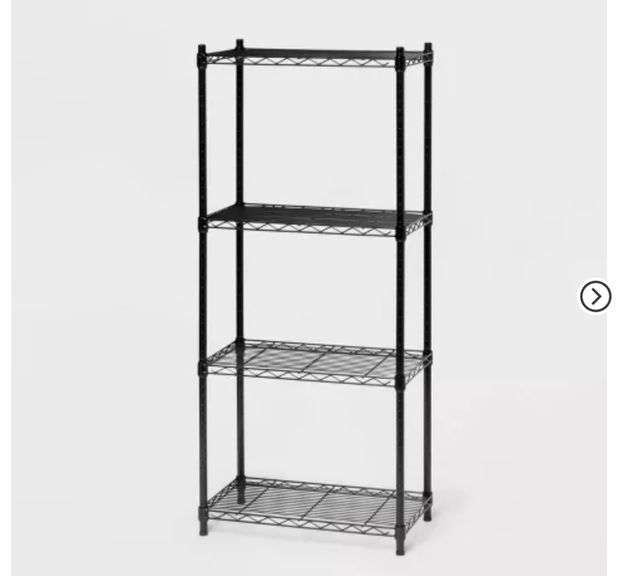 4 Tier Wire Shelving Black - Brightroom™: Steel Utility Storage, Adjustable Feet & Shelves, 350 lb Capacity, 54" Height