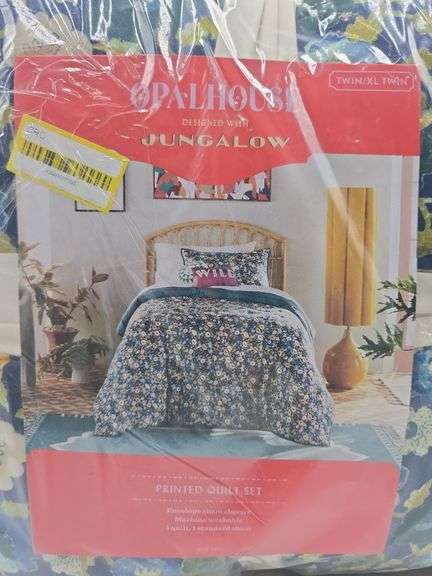 OPALHOUSE~Twin/XL TWIN Printed SUZ FLOWERs Quilt and Sham Set~Blue