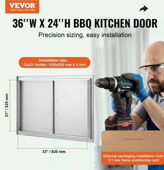 B004S - Stainless Steel 36" x 24" BBQ Access Door for Outdoor Kitchens