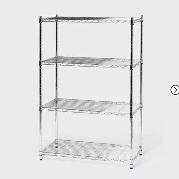 4 Tier Wide Wire Shelving Chrome - Brightroom™: Steel Utility Storage, Adjustable Feet & Shelves, 350 lb Capacity