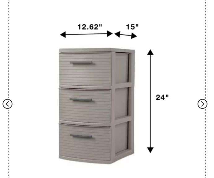 3 Drawer Medium Tower Dark Gray - Brightroom™: Plastic Storage Drawers, Portable Universal Storage, No Assembly Required