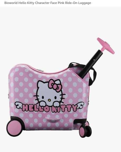 Read! Bioworld Hello Kitty Character Face Pink Ride-On Luggage