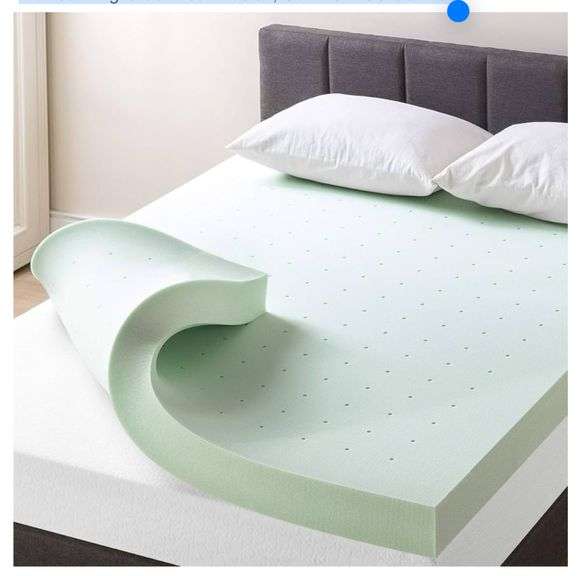 4 Inch Ventilated Memory Foam Mattress Topper with Calming Green Tea Infusion, CertiPUR-US Certified, KING