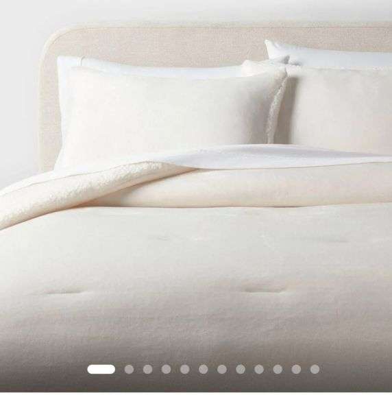 F/Q Faux Shearling Comforter Set Ivory