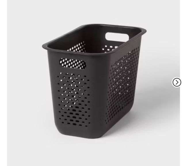 (6) Narrow Large Decorative Plastic Bin Black - Brightroom™: Modern Storage with Cut-Out Handles, 13" Cube Compatible
