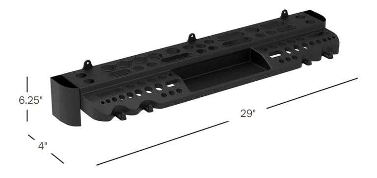 Tool Storage Shelf Wall Mount Utility Shelf Organizer Rack Has 61 Slots, 4 Hooks, 2 Compartments Garage Shelving and Tool Organizers by Stalwart