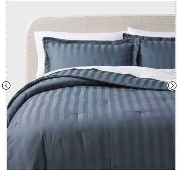 3pc Luxe Striped Damask Comforter and Sham Set - Threshold, Full/Queen
