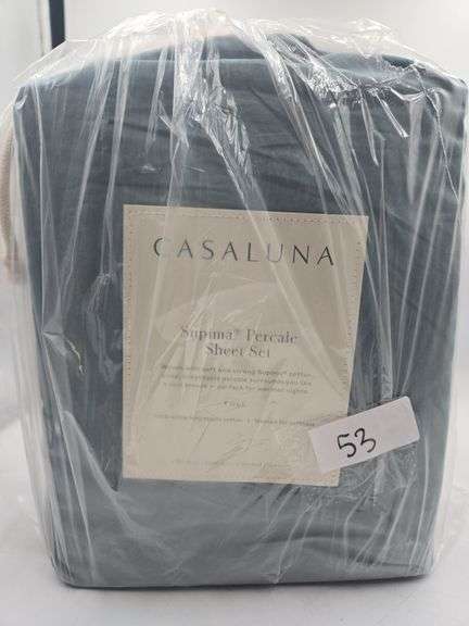 Full Size Casaluna Washed Supima Percale Sheet Set 250 Thread Count 100% Cotton