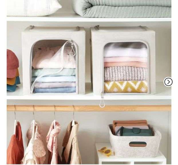 Set of 2 Zipper Fabric Storage Cubes Gray - Brightroom™