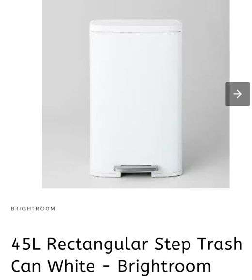 45L Rectangular Step Trash Can White - Brightroom
