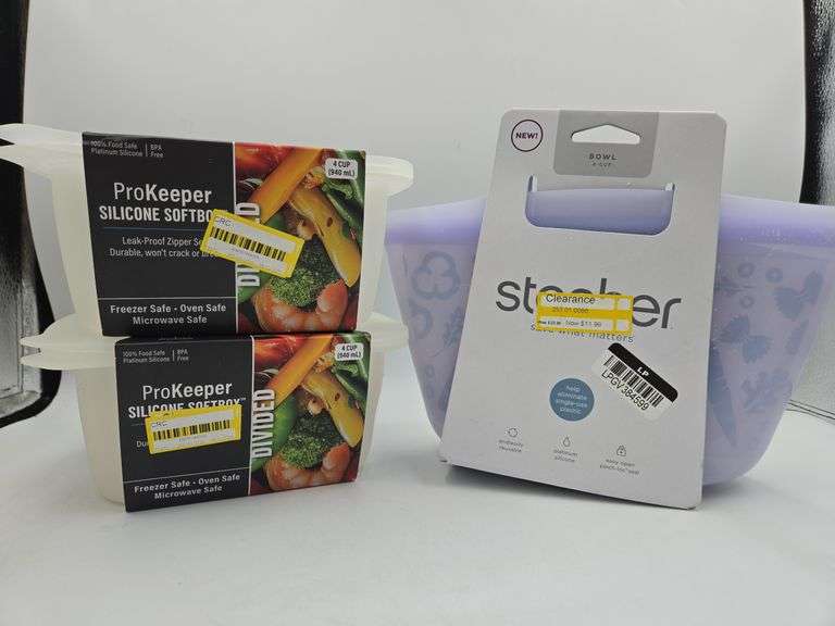 (2) Pro Keeper Silicone SoftBox 4 Cup & Stasher Silicone Bowl 4 Cup