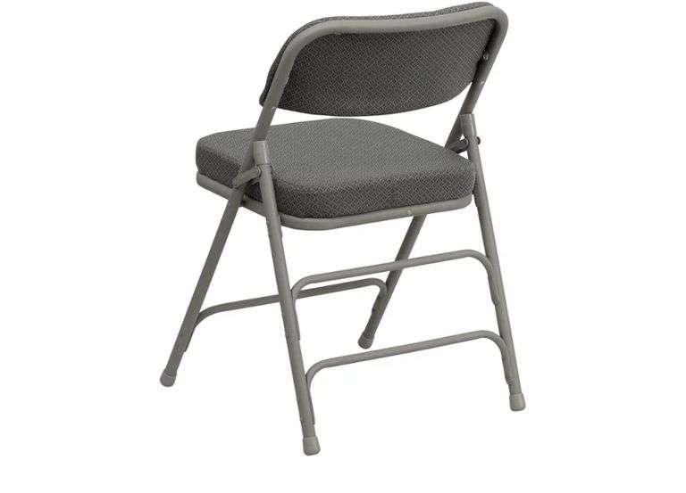 Flash Furniture Hercules Series Metal Folding Chair with Cushioned Seat, Fabric Upholstered Event Chair with 300-lb. Static Weight Capacity, Gray 2pc