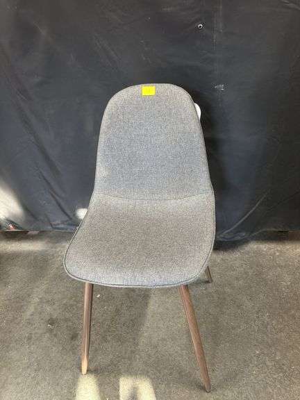 Threshold Copley Dining Chair, walnut-look finish, metal legs, 34in H x 17.5 in W x 21.5 in D