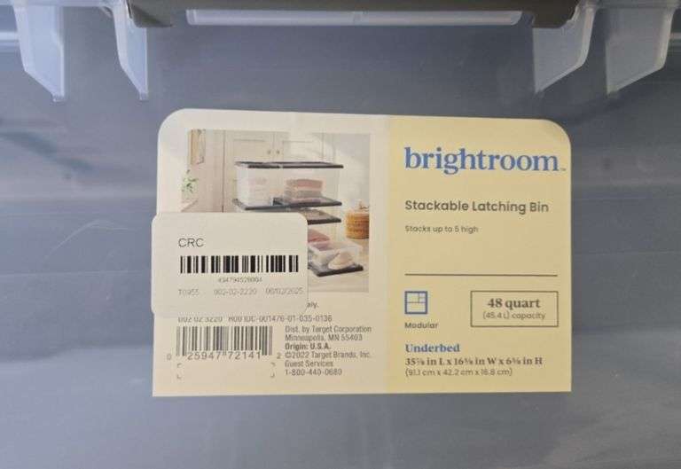 Underbed Latching Clear Storage Box - Brightroom