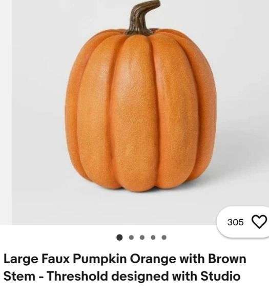 Large Faux Pumpkin Orange with Brown Stem