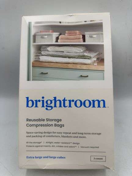 3pc Cube Compression Bags Set Clear - Brightroom™: Vacuum Seal Storage for Clothes & Bedding, Zipper Closure