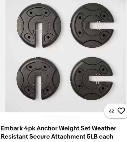 Embark 4pk Anchor Weight Set Weather Resistant Secure Attachment 5LB each