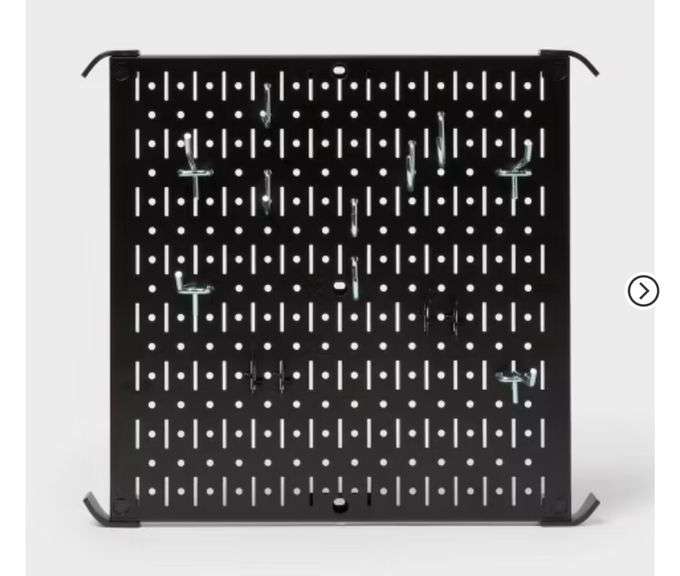 16" Square Metal Pegboard - Brightroom™: Wall & Garage Storage Organizer, Carbon Steel, Black, 100 lb Capacity