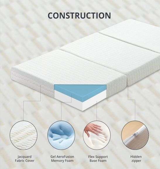 Read! 4 inch Trifold Mattress Topper with Washable Cover and Storage Bag, Non-Slip Bottom, CertiPUR-US Certified-TwinXL Size (80" x 38" x 4")