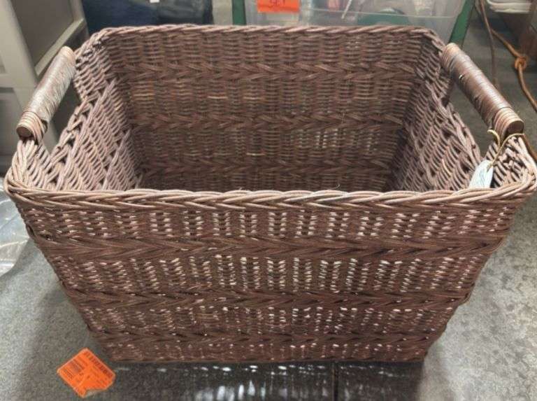 Rectangle Rattan Decorative Basket Dark Brown - Threshold™ designed with Studio McGee: FSC Certified Wicker Storage, Spot Clean