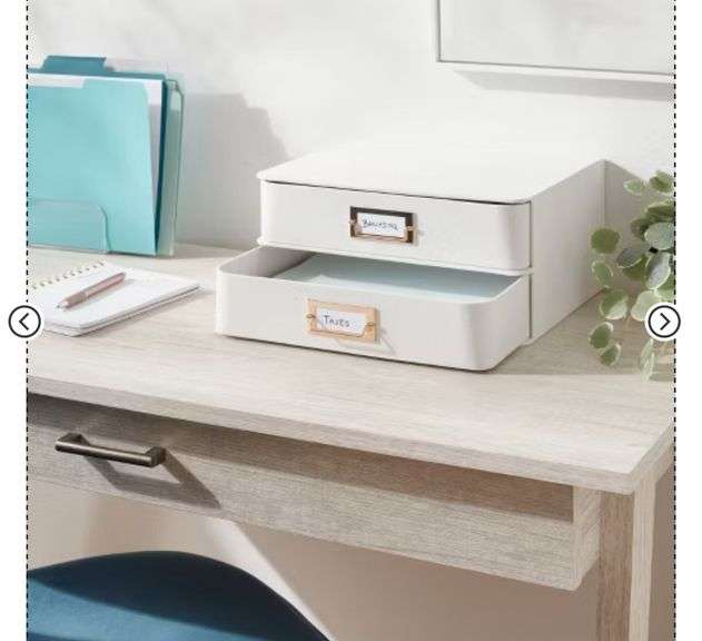 2 Drawer Decorative Fabric Box Ivory - Brightroom™: Rectangle, Off-White, Paper & Polyester, Spot Clean, 6"x10"x13"