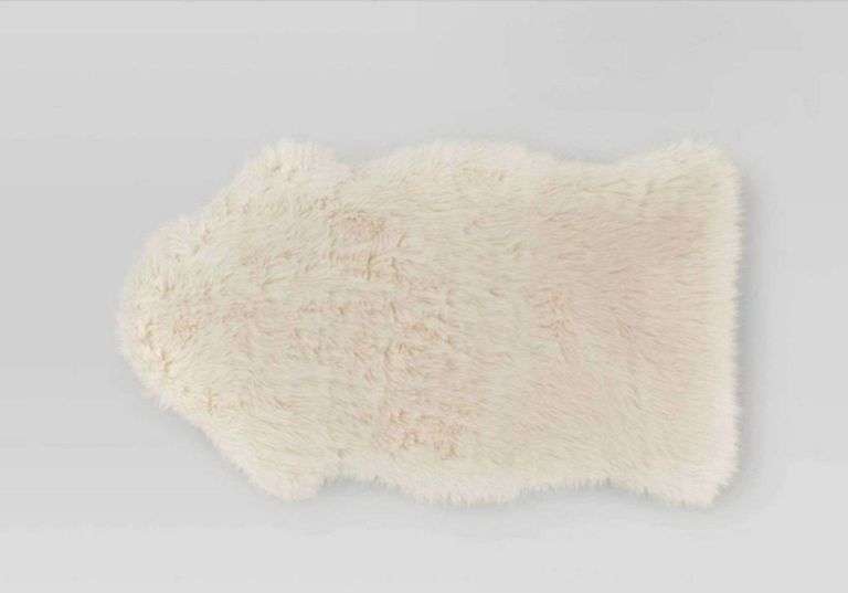(3) Threshold Faux Fur Pelt Decorative Sofa Throw Blanket Midweight Accent Ivory