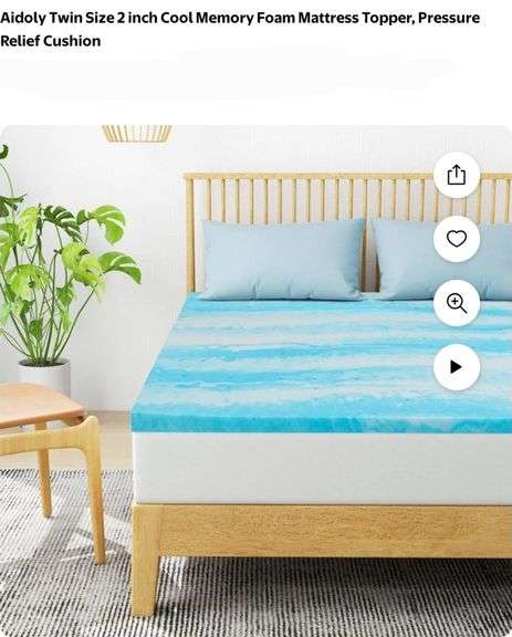 Aidoly Twin Size 2 inch Cool Memory Foam Mattress Topper, Pressure Relief Cushion