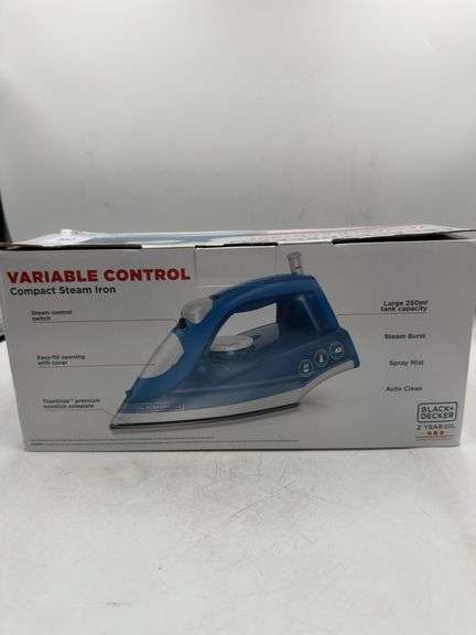 BLACK+DECKER Steam Iron - White: Nonstick Soleplate, Variable Steam, 1200W, Pivoting Cord, 8ft Cord Length