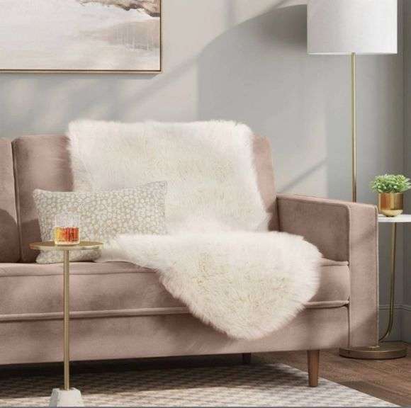 2pk Threshold Faux Fur Pelt Decorative Sofa Throw Blanket Midweight Accent Ivory