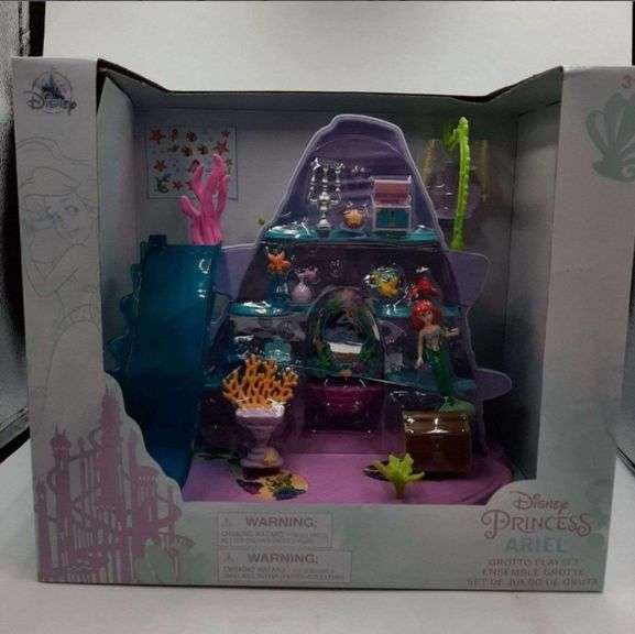 Disney Store Official The Little Mermaid Ariel's Grotto Playset - Fun Girl Toys, Mini Figures Set - Includes Flounder, Sebastian, Treasures & More - Perfect for Fans of Ariel