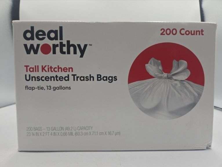 Deal Worthy Tall Kitchen Unscented Trash Bags 200ct (13 Gallon)