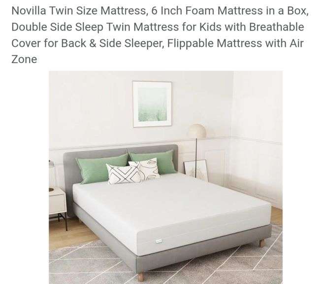 Novilla Twin Size Mattress, 6 Inch Foam Mattress in a Box, Double Side Sleep Twin Mattress for Kids with Breathable Cover for Back & Side Sleeper, Flippable Mattress with Air Zone