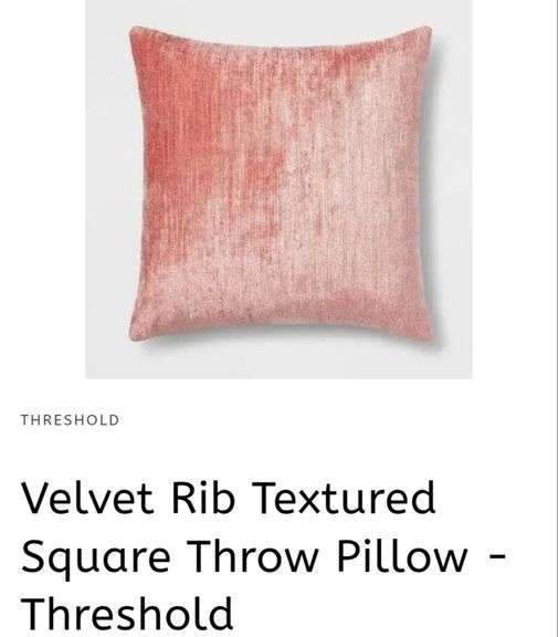 2pk Velvet Rib Textured Square Throw Pillow - 24"x24" Pink Threshold