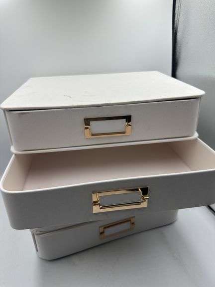 2 Drawer Decorative Fabric Box Ivory - Brightroom™: Rectangle, Off-White, Paper & Polyester, Spot Clean, 6"x10"x13"