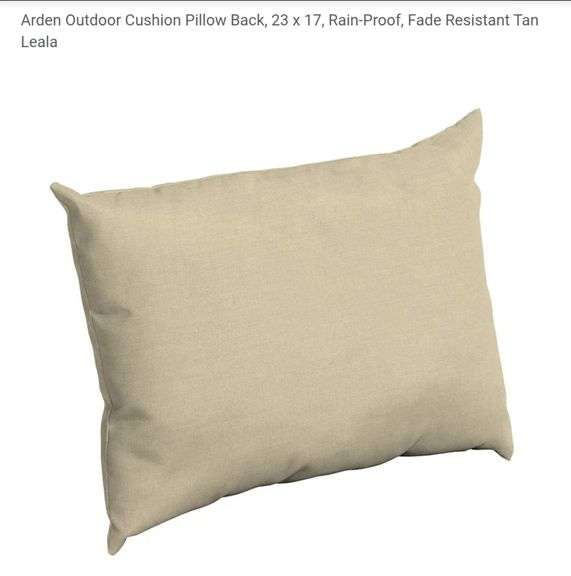 (2) Arden Outdoor Cushion Pillow Back, 23 x 17, Rain-Proof, Fade Resistant Tan Leala