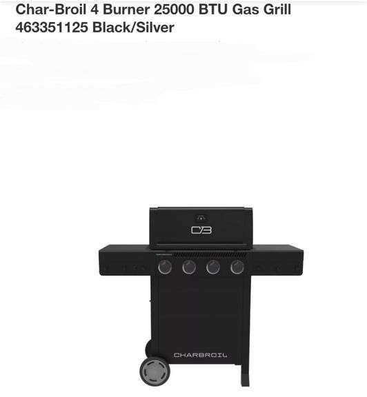 Char-Broil 4 Burner 25000 BTU Gas Grill Black/Silver