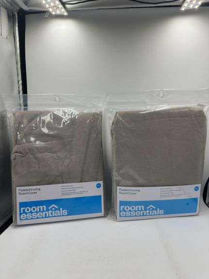 (2) Room Essentials Padded Ironing Board Cover 100% Cotton Grey, Wide