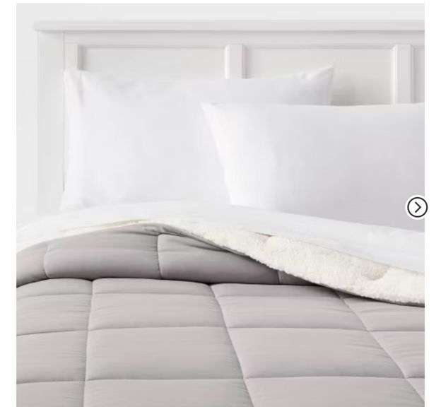 Faux Shearling Washed Microfiber Reversible Comforter - Room Essentials