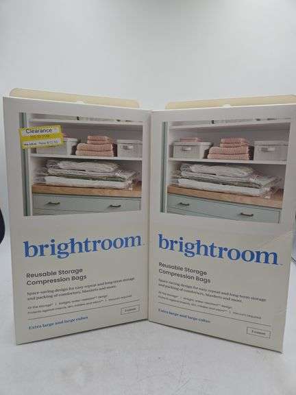(2) 3pc Cube Compression Bags Set Clear - Brightroom™: Vacuum Seal Storage for Clothes & Bedding, Zipper Closure