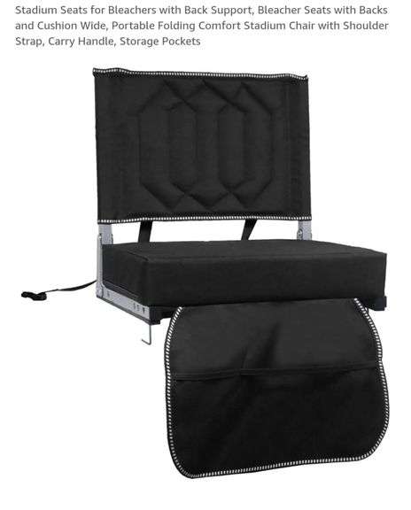Stadium Seats for Bleachers with Back Support, Bleacher Seats with Backs and Cushion Wide, Portable Folding Comfort Stadium Chair with Shoulder Strap, Carry Handle, Storage Pockets 2pk