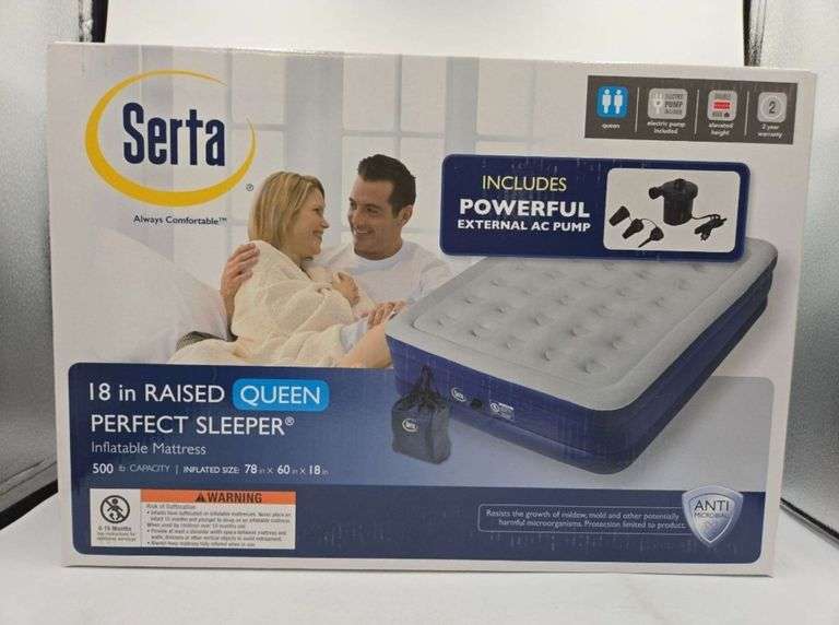 Serta Perfect Sleeper Raised Queen Comfort Top Inflatable Mattress 18in High
