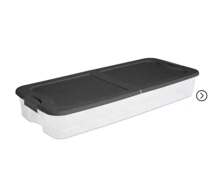 Sterilite 74qt Ultra Clear Under Bed Latch Box Clear Base Flat Gray Lid and Latches: Portable Storage, Stackable, Plastic
