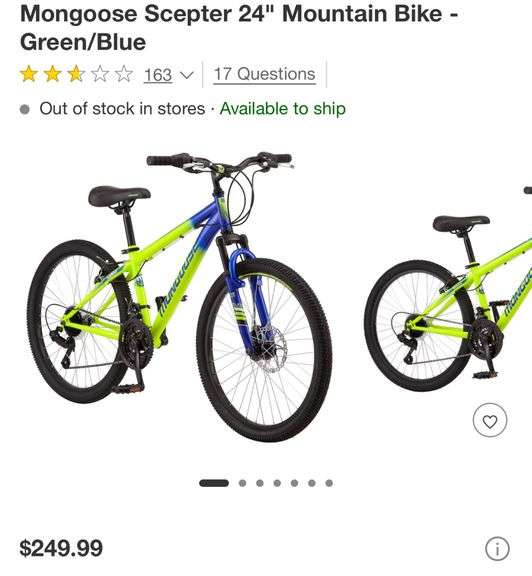 Mongoose Scepter 24" Mountain Bike - Green/Blue